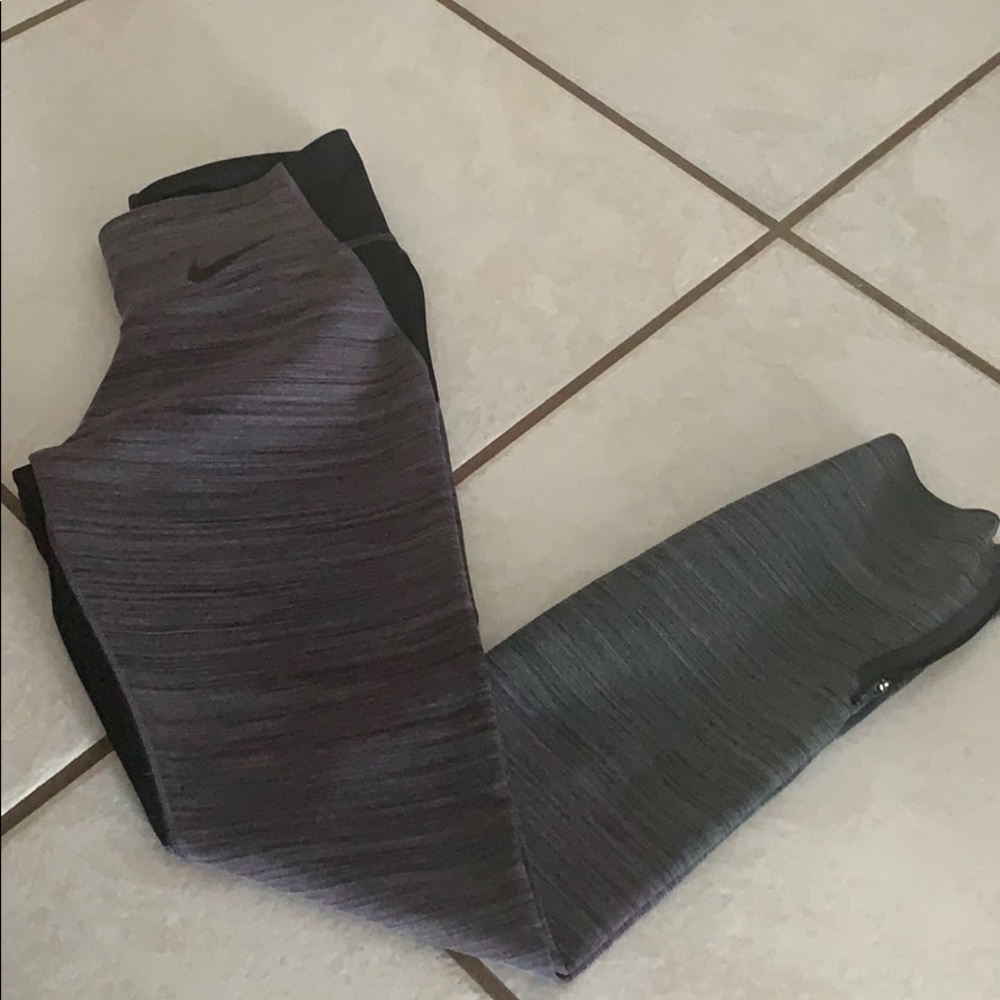 Nike Black/Purple/Grey Color Block Leggings sz. S